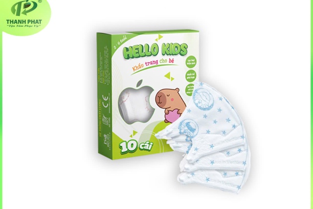 Khẩu Trang Em Bé Hello Kids 3D ( Hoạ Tiết Doremon - 10 Cái/Hộp )